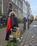 "Skateboarding Lucky Cat" Toby Bag with detachable faux fur strap