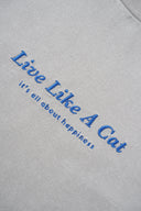 "Live Like A Cat" Unisex Classic Fit T shirt Vintage Washed GREY