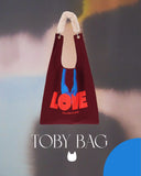 "LOVE" Toby Bag with detachable faux fur strap