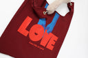 "LOVE" Toby Bag with detachable faux fur strap