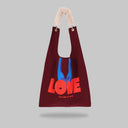 "LOVE" Toby Bag with detachable faux fur strap