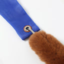 Faux fur strap attachment with metal hardware