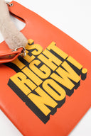 "YES RIGHT NOW" faux leather Toby Bag with detachable faux fur strap