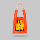 "YES RIGHT NOW" faux leather Toby Bag with detachable faux fur strap
