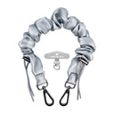 Silver Flex Leather Bag Strap/Wrist Strap with Phone Strap Adapter