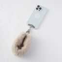 Beige Fur Bag Strap/Wrist Strap with Phone Strap Adapter