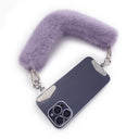 Lavender Fur Bag Strap/Wrist Strap with Phone Strap Adapter