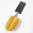 Yellow Fur Bag Strap/Wrist Strap with Phone Strap Adapter