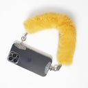Yellow Fur Bag Strap/Wrist Strap with Phone Strap Adapter