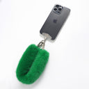 Green Fur Bag Strap/Wrist Strap with Phone Strap Adapter