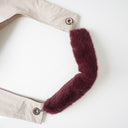 Burgundy Fur Bag Strap/Wrist Strap with Phone Strap Adapter