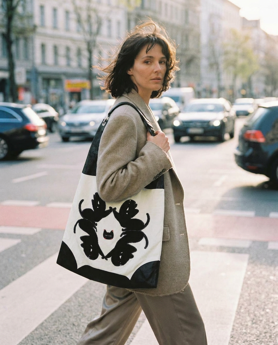 Mirror Me printed cat bag