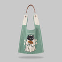 Spooky Bloom cat tote bag with floral design