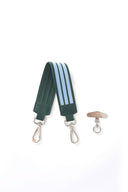 Bicolour Striped Wrist Strap: Dark Green & Light Blue