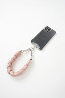 Pink-Twisted Faux Leather Strap/Wrist Strap with Phone Strap Adapter