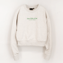 "LIVE LIKE A CAT" Women Crop Sweatshirt GRAY