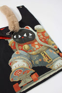 "Skateboarding Lucky Cat" Toby Bag with detachable faux fur strap
