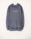 "LIVE LIKE A CAT" Unisex Classic Fit Hoodie Vintage washed BLUE