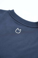 Toby Black Garden Cat Crop Sweatshirt - back neckline detail with cat ear logo embroidery