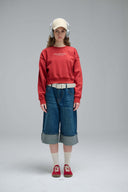 "LIVE LIKE A CAT" Women Crop Sweatshirt RED