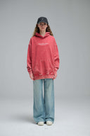 "LIVE LIKE A CAT" Unisex Classic Fit Hoodie Vintage washed RED