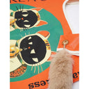 Close-up of twin lucky cat print with bells and patterns