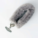 Grey Fur Bag Strap/Wrist Strap with Phone Strap Adapter