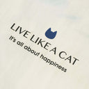 base view of Vivre Comme Un Chat bag with brand slogan live like a cat