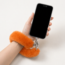 Orange Fur Bag Strap/Wrist Strap with Phone Strap Adapter