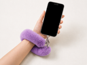 Lavender Fur Bag Strap/Wrist Strap with Phone Strap Adapter