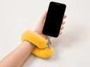 Yellow Fur Bag Strap/Wrist Strap with Phone Strap Adapter