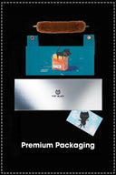 Toby Black premium gift packaging with silver box and faux fur strap