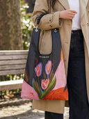 "Unrushed Blossom" Toby Bag with detachable leather strap