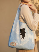 Sky pattern Toby Bag with shoulder leather strap